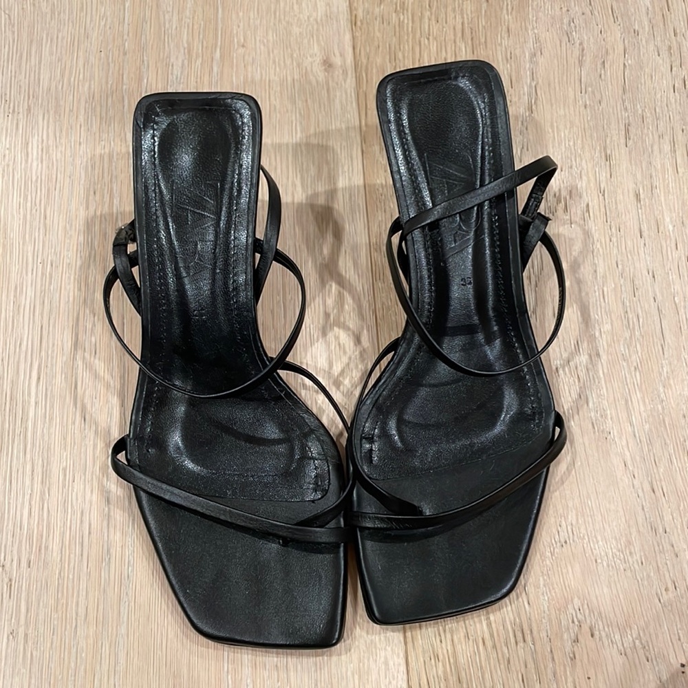 Zara black strappy heels